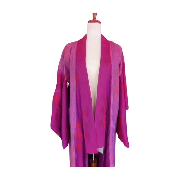 Vintage Fuchsia Japanese Kimono OS Fits Most - Picture 3 of 13